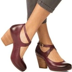 MINETTE Dansko Aubergine Burnished Leather Round Toe Chunky Heel Mary Jane 40